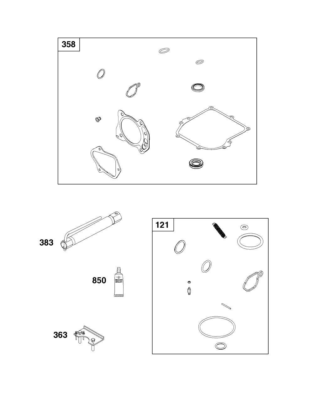 Service Parts And Tools Group Diagram and Parts List for 92J0B-0004-H1  Briggs and Stratton Engine